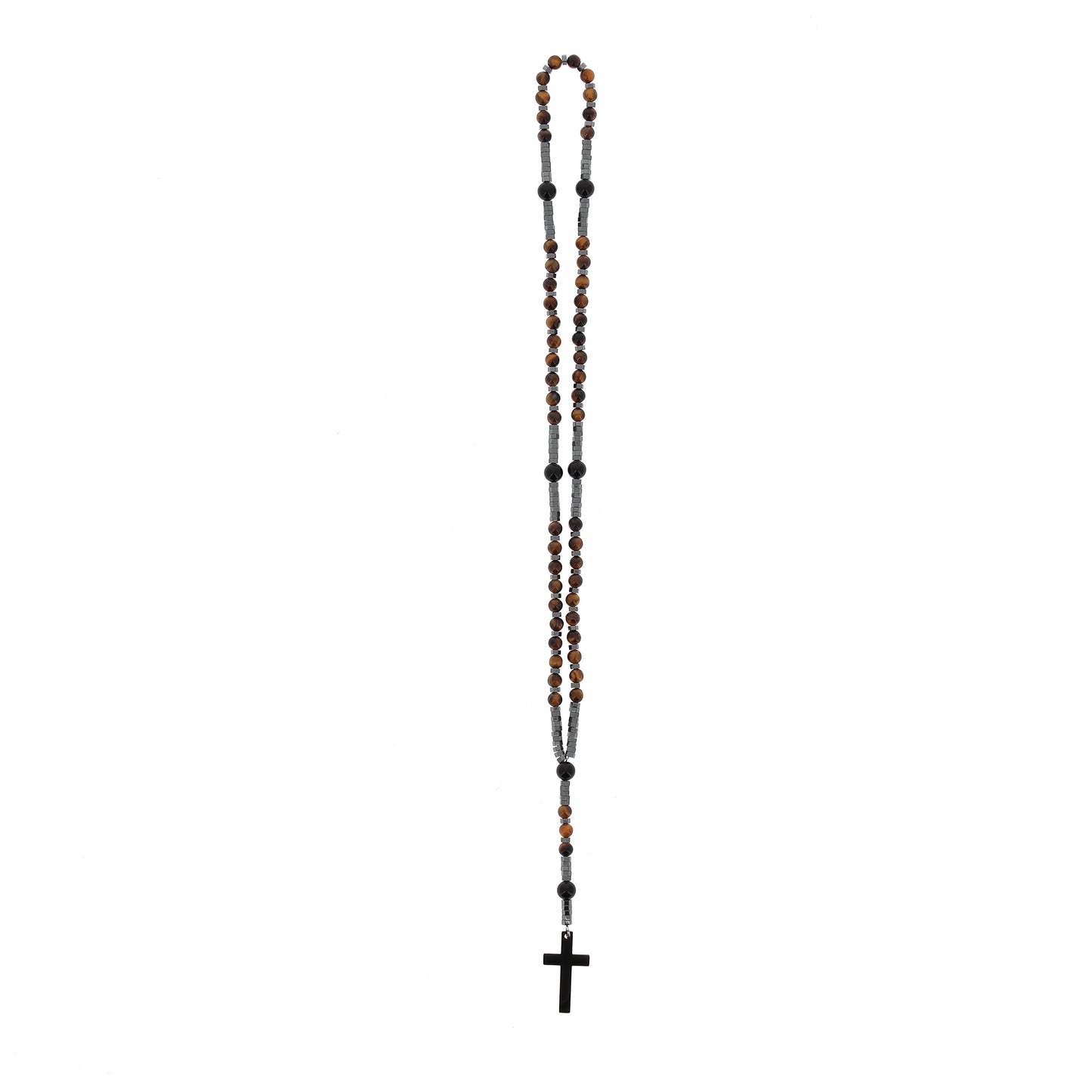 Collana rosario con pietre dure marroni