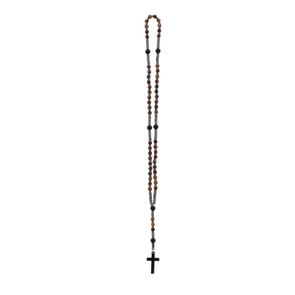 Collana rosario con pietre dure marroni