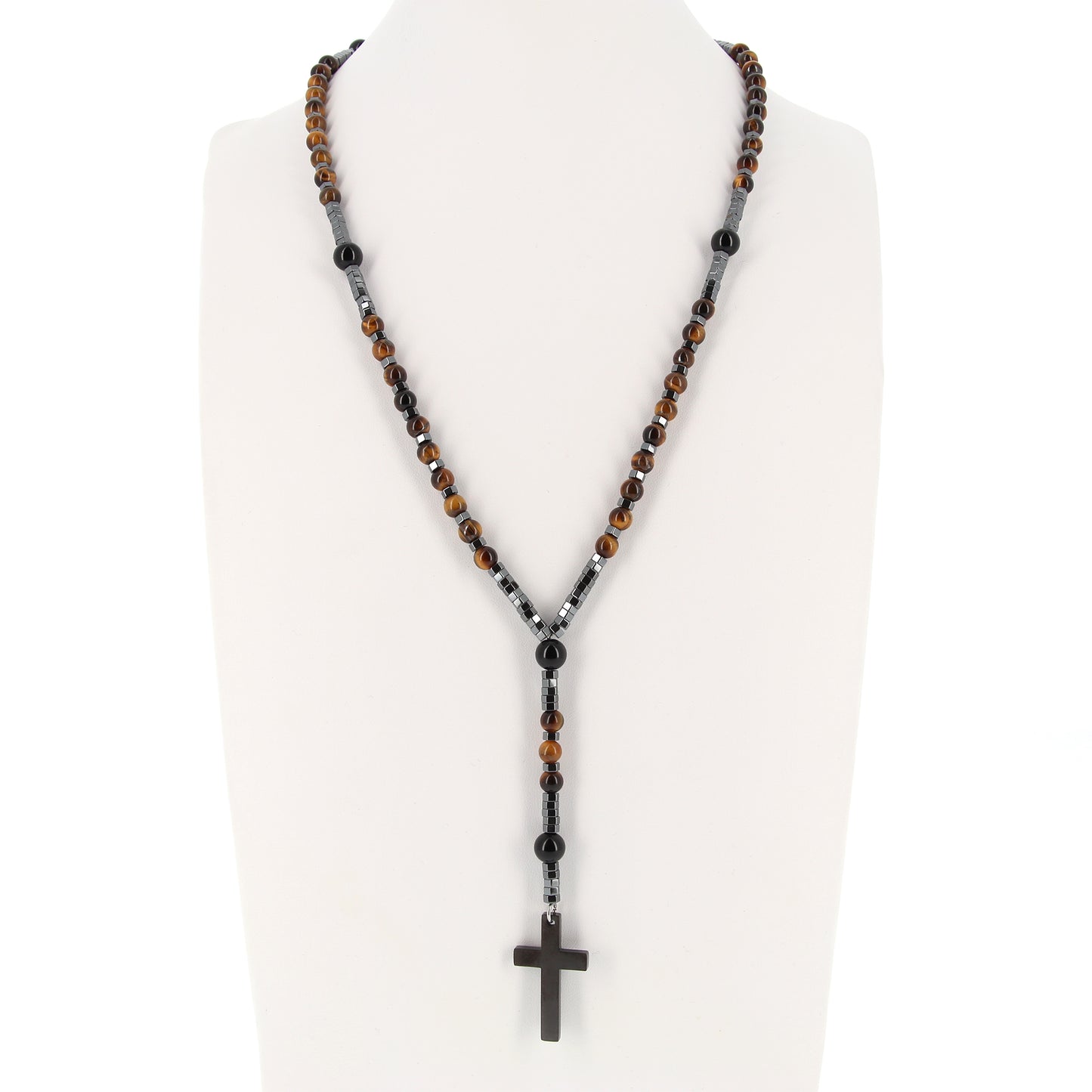Collana rosario con pietre dure marroni