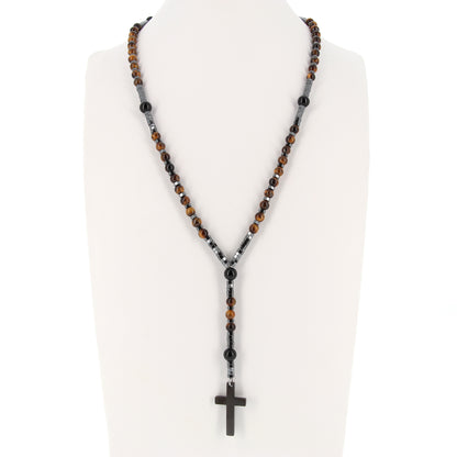 Collana rosario con pietre dure marroni