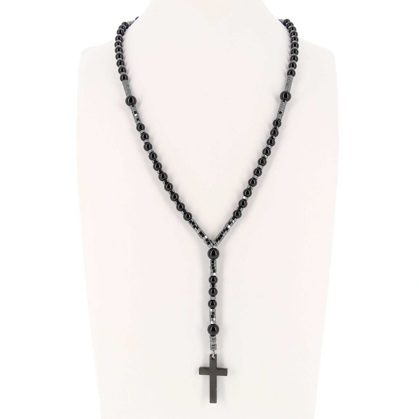 Collana rosario con pietre dure nere