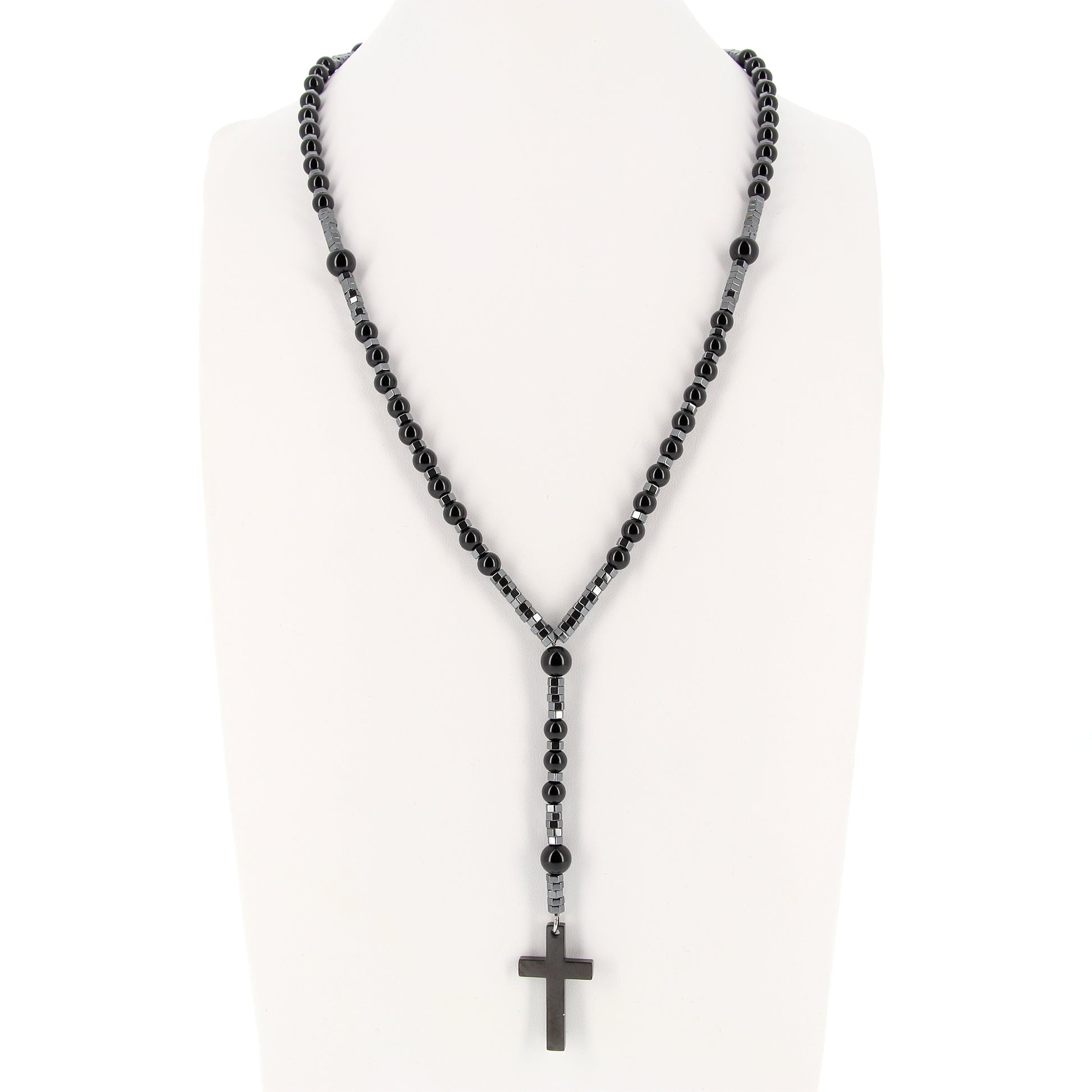 Collana rosario con pietre dure nere