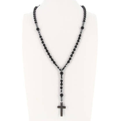 Collana rosario con pietre dure nere