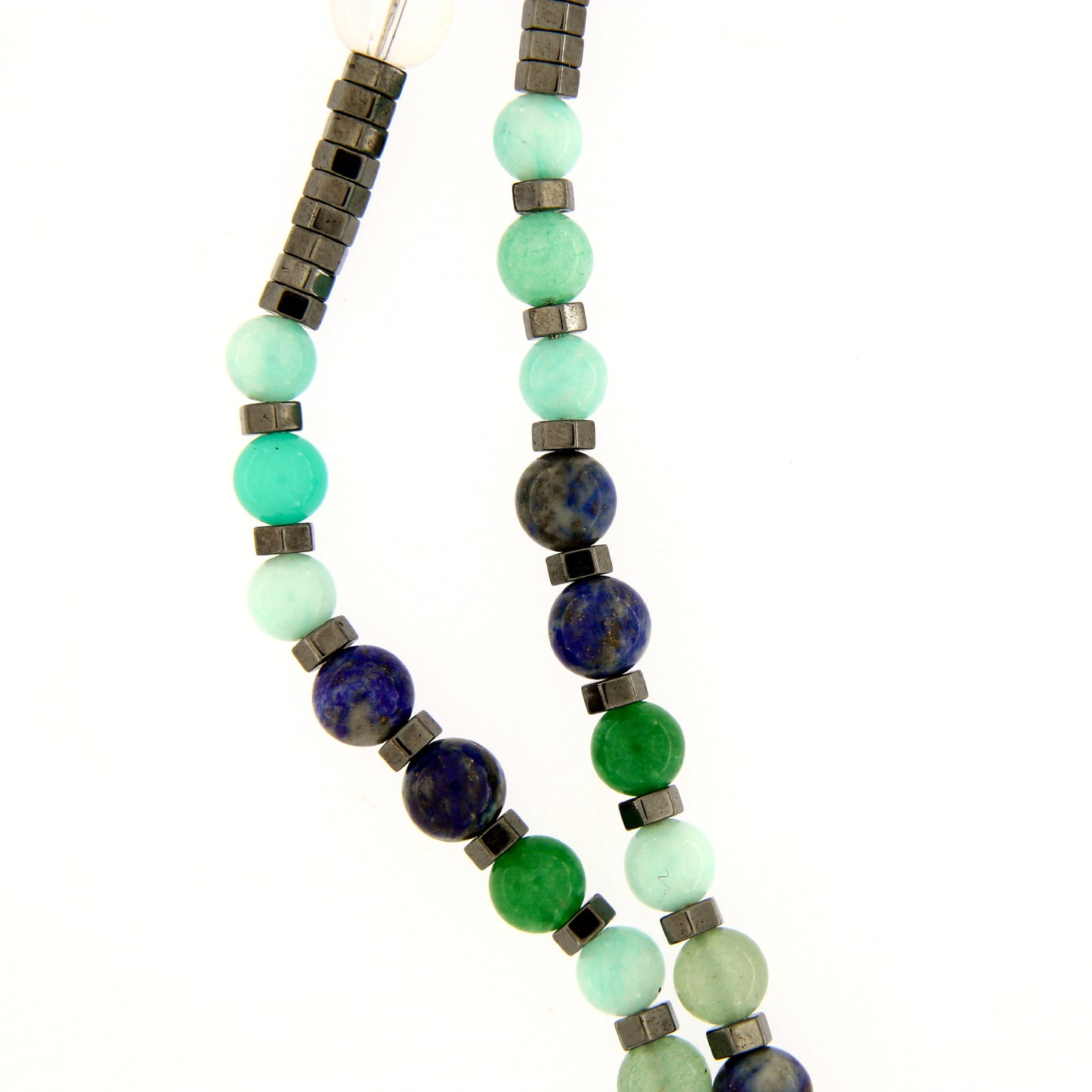 Collana rosario con pietre blu e verdi