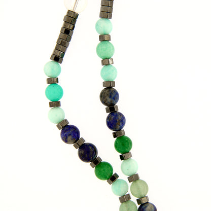 Collana rosario con pietre blu e verdi