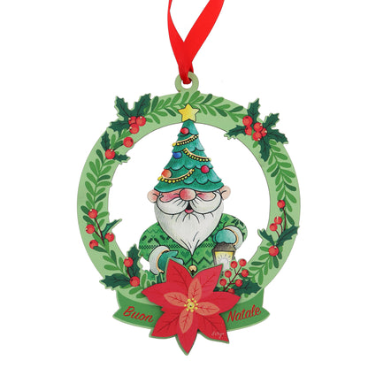 Ghirlanda Babbo Natale verde. Diametro 18,5 cm