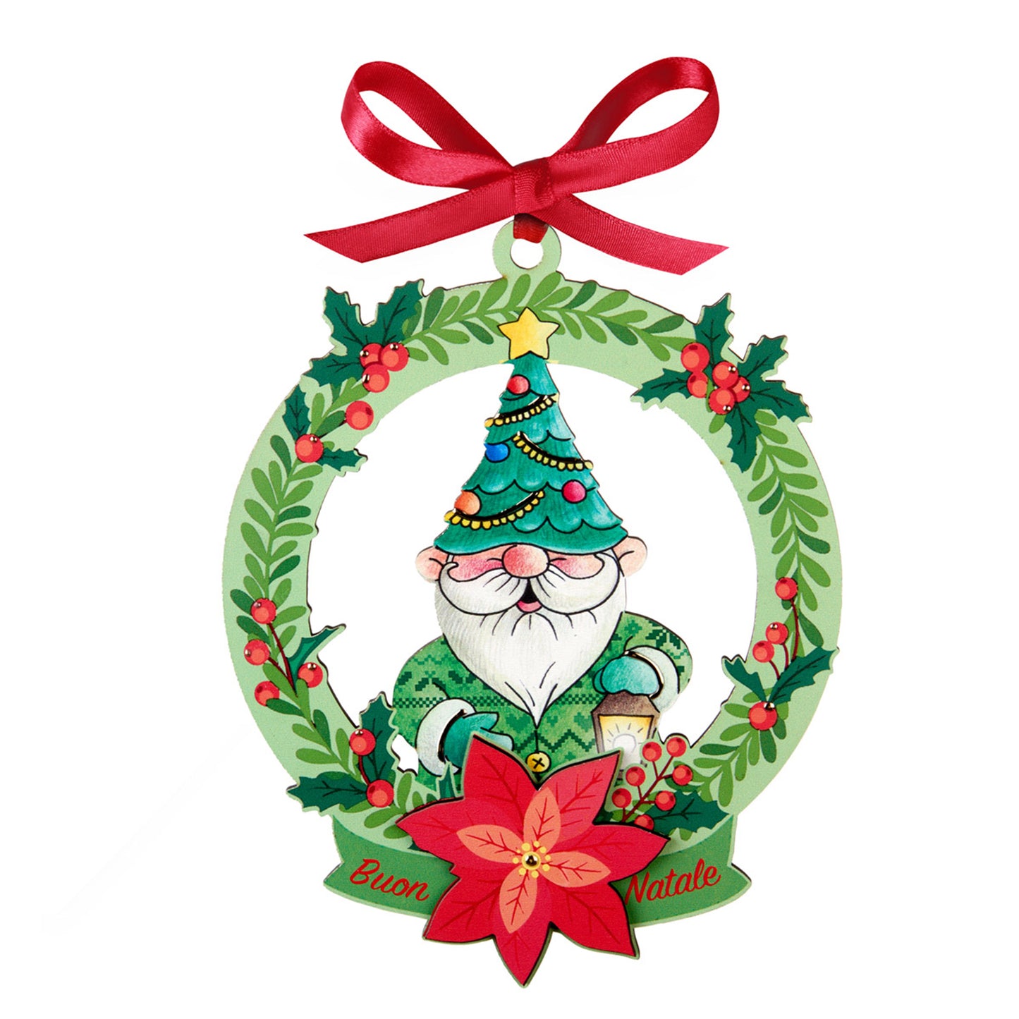 Ghirlanda Babbo Natale verde. Diametro 18,5 cm