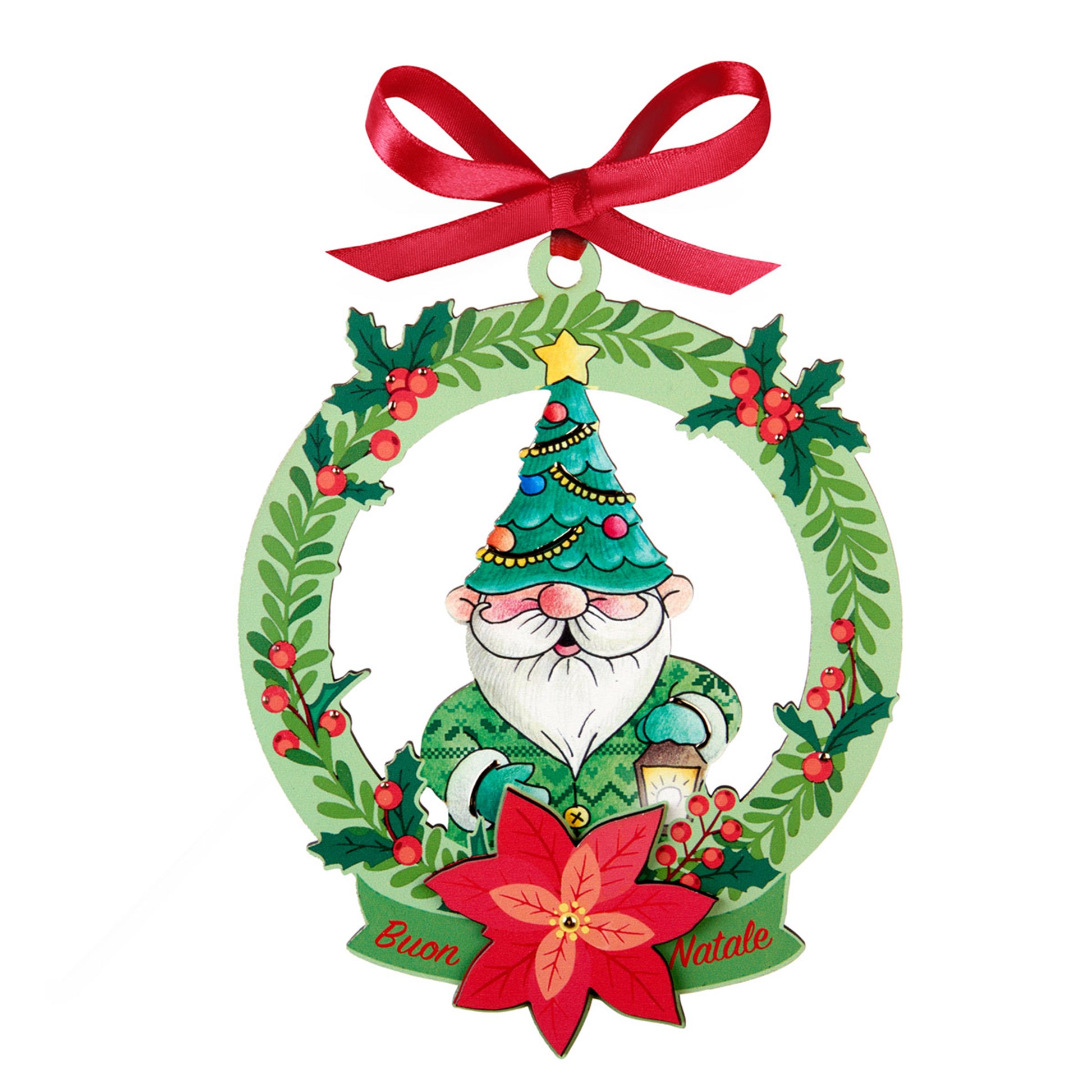 Ghirlanda Babbo Natale verde. Diametro 18,5 cm