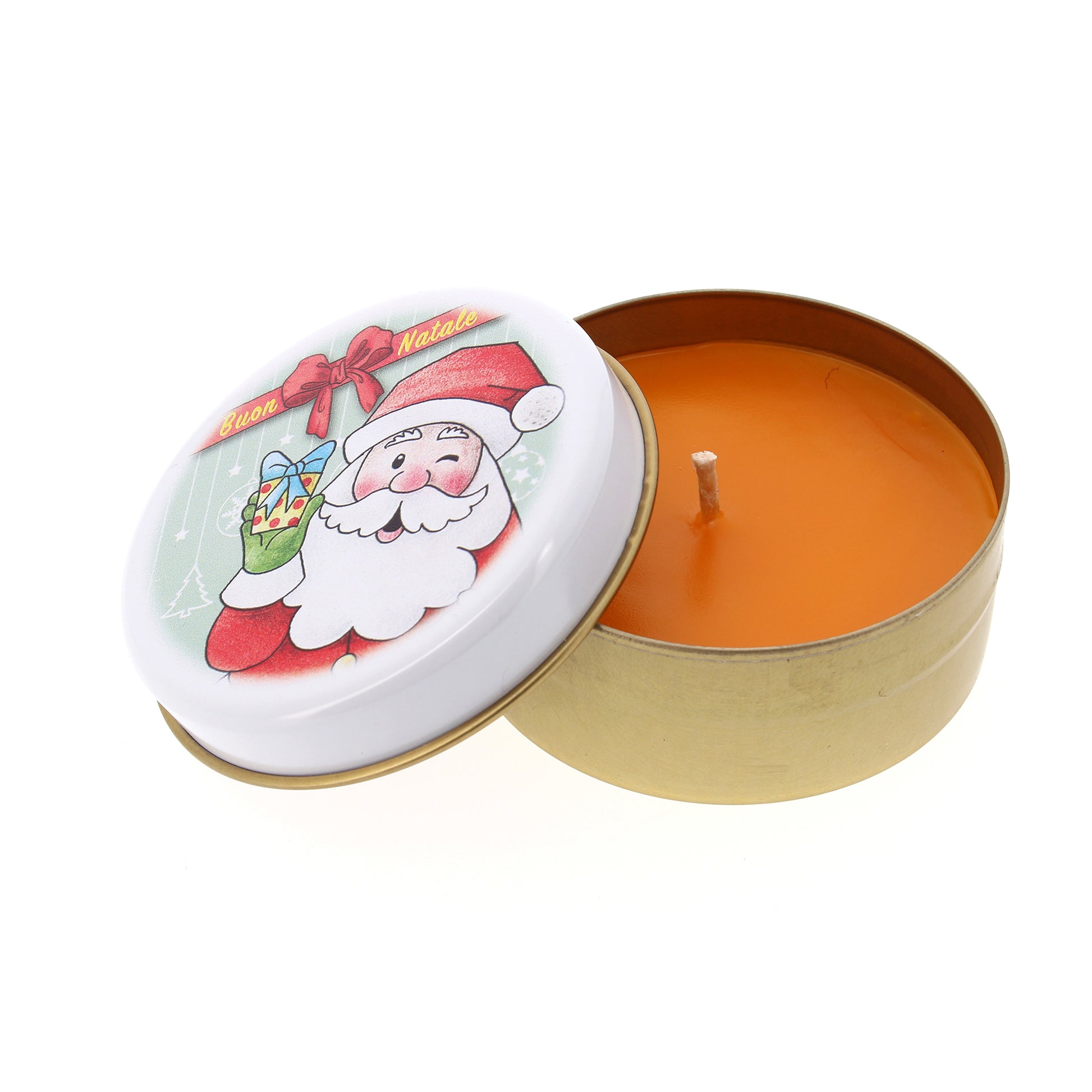 Candela profumata Babbo natale. Diametro 7,5 cm