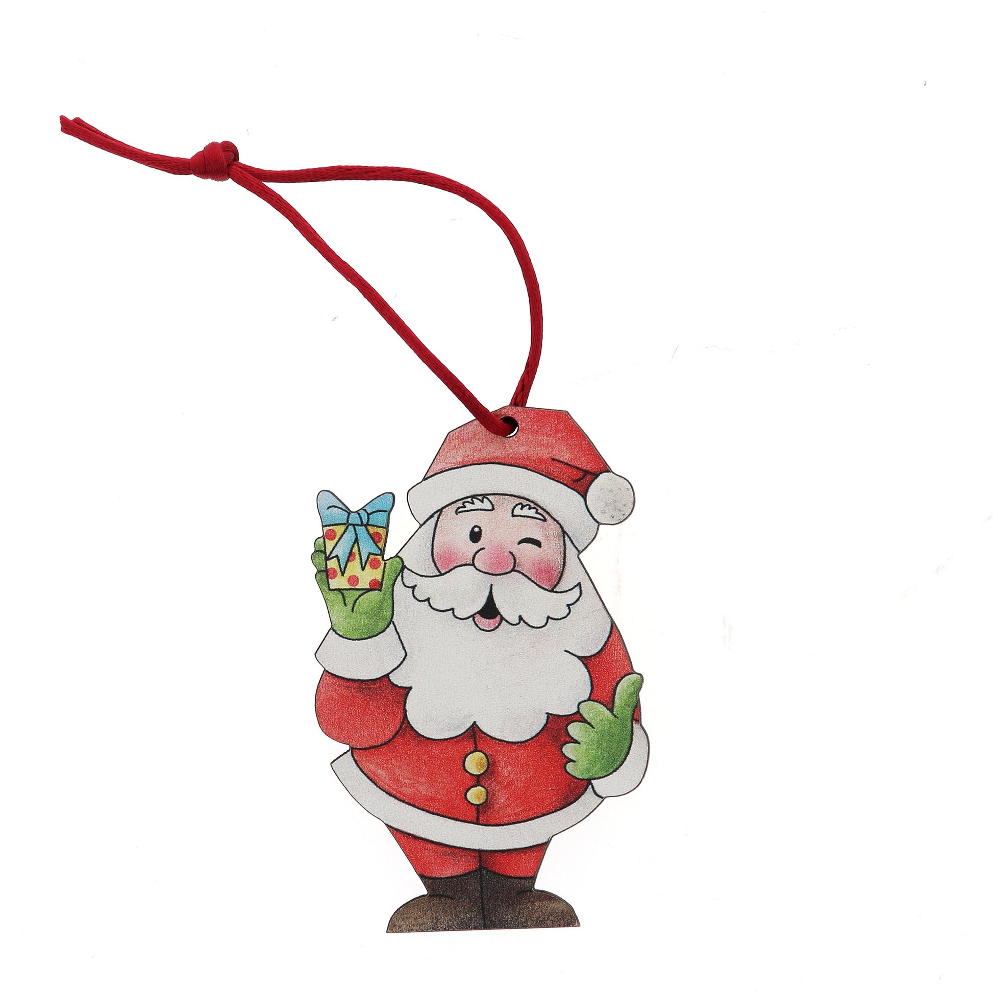 Decoro/Addobbo natalizio Babbo Natale in legno. Dimensioni 9x5 cm