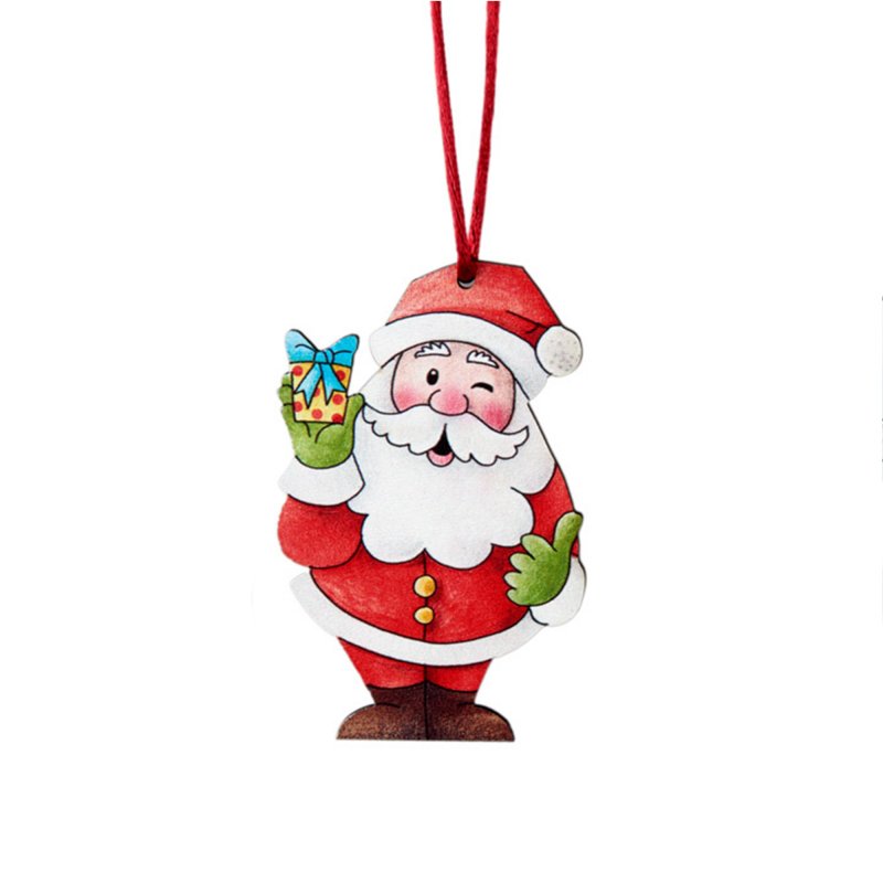 Decoro/Addobbo natalizio Babbo Natale in legno. Dimensioni 9x5 cm