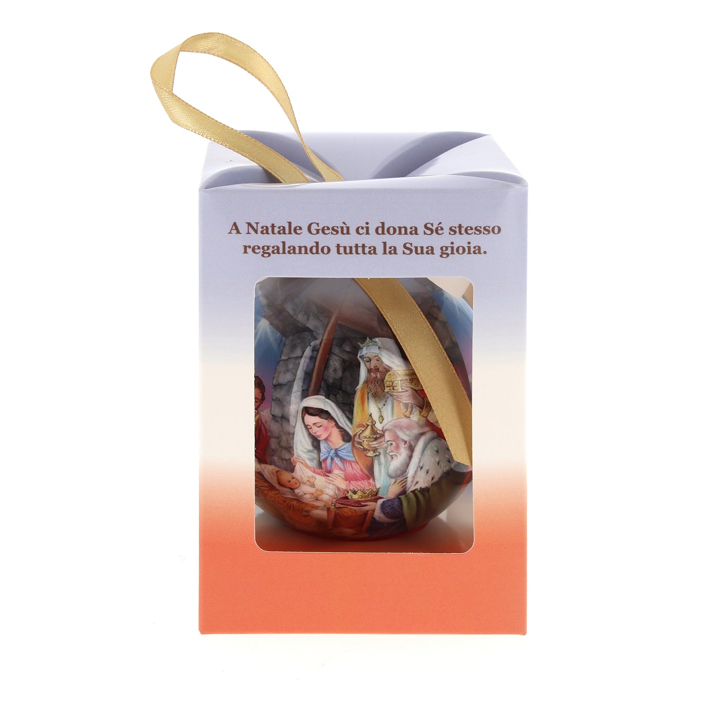 Pallina natalizia con Presepe. Diametro 7,5 cm