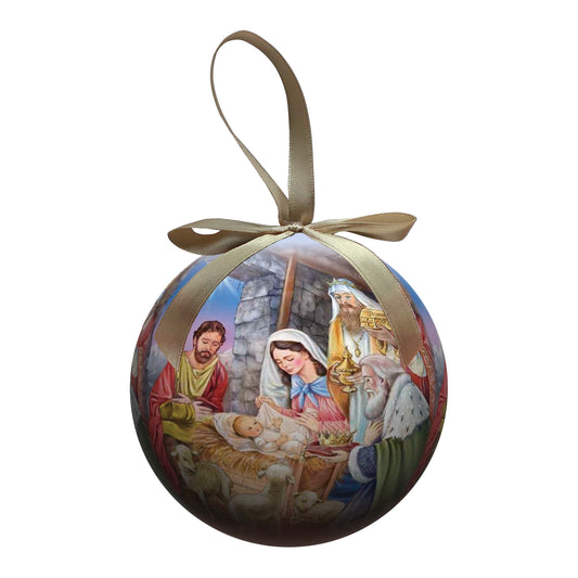 Pallina natalizia con Presepe. Diametro 7,5 cm