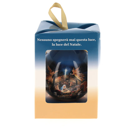 Pallina natalizia con Presepe. Diametro 7,5 cm