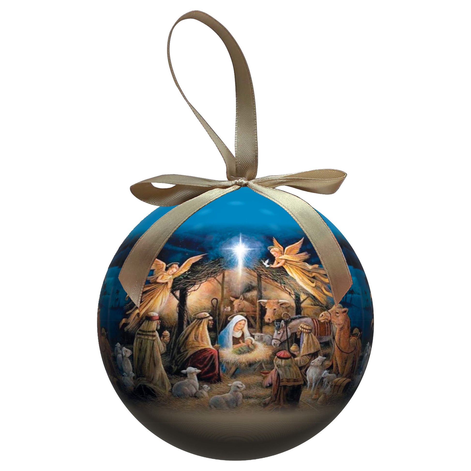 Pallina natalizia con Presepe. Diametro 7,5 cm