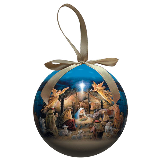 Pallina natalizia con Presepe. Diametro 7,5 cm