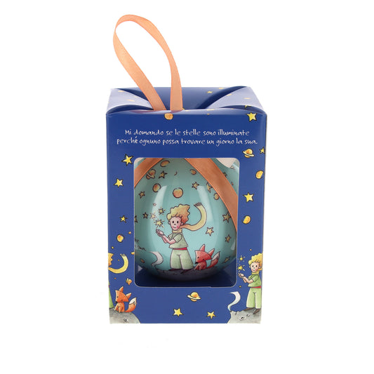 Pallina natalizia Piccolo Principe con citazione. Diametro 7,5 cm