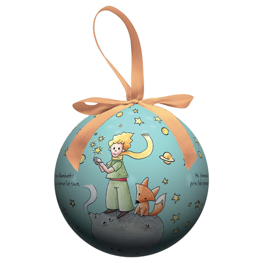 Pallina natalizia Piccolo Principe con citazione. Diametro 7,5 cm
