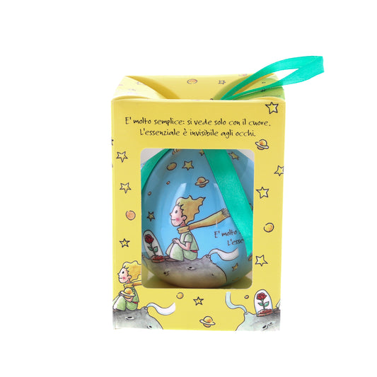 Pallina natalizia Piccolo Principe con citazione. Diametro 7,5 cm