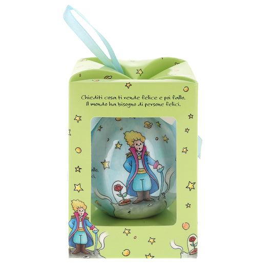 Pallina natalizia Piccolo Principe con citazione. Diametro 7,5 cm