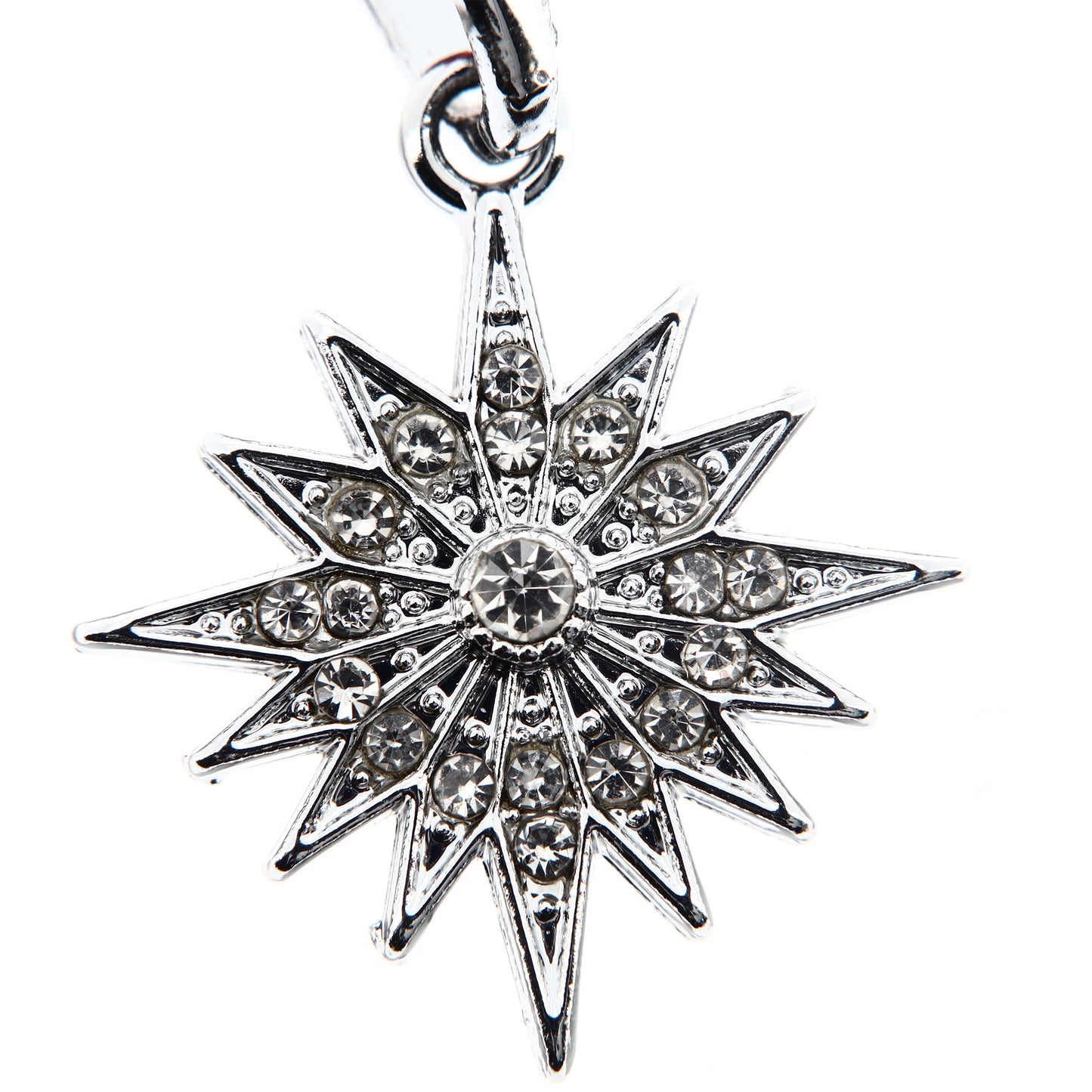 Ciondolo metallo e strass Stella di Betlemme. Lunghezza 37 cm