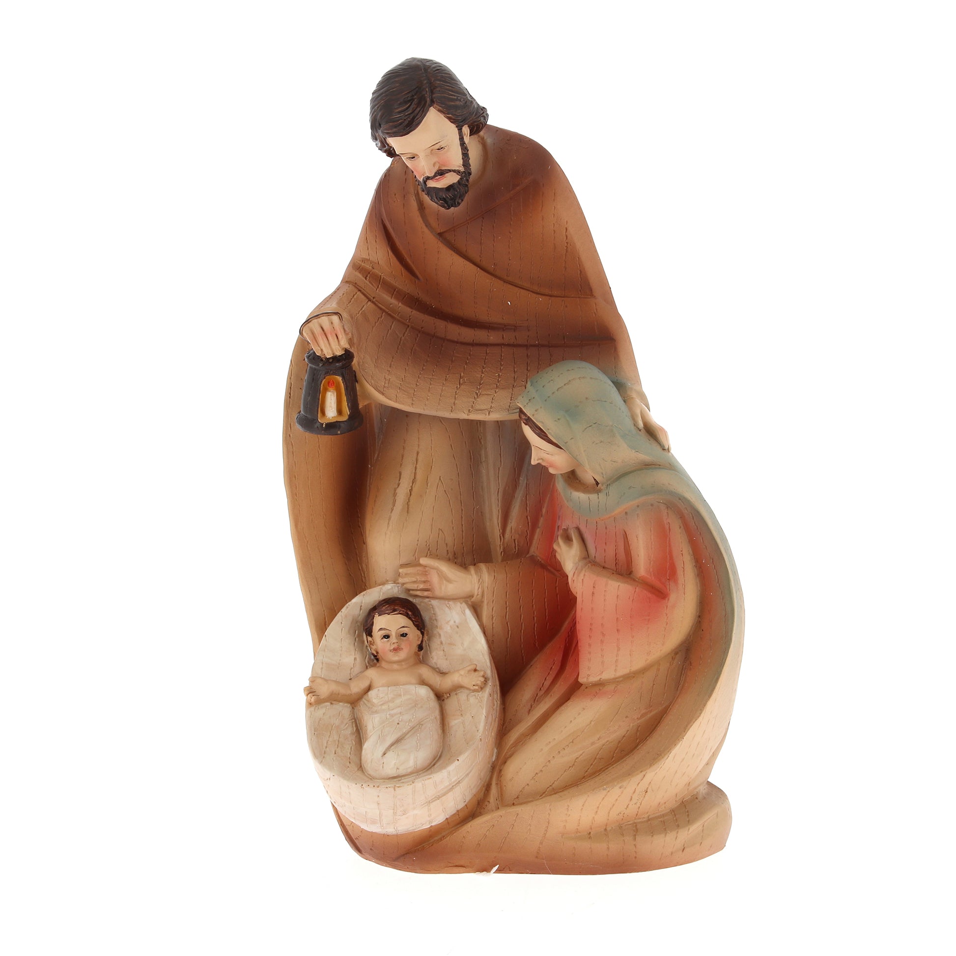 Decorazione natalizia natività in resina dipinta. Altezza 20 cm