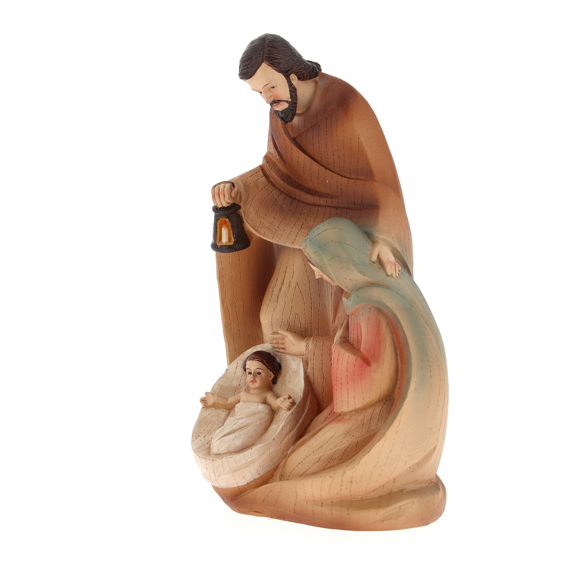 Decorazione natalizia natività in resina dipinta. Altezza 20 cm