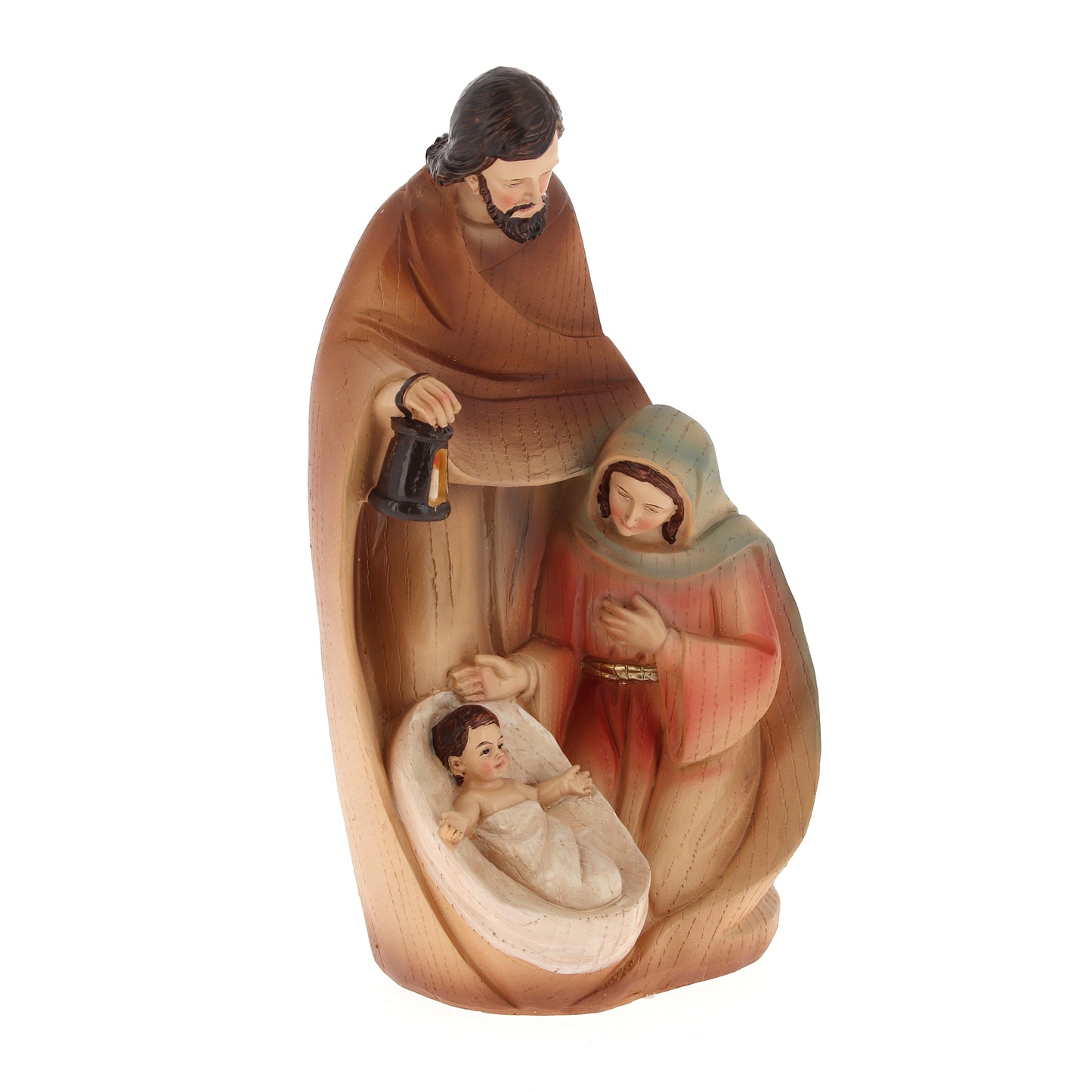 Decorazione natalizia natività in resina dipinta. Altezza 20 cm