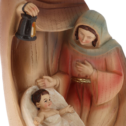 Decorazione natalizia natività in resina dipinta. Altezza 20 cm