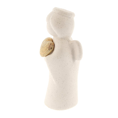 Statua Angelo in porcellana con cuore oro. Altezza 11,3 cm