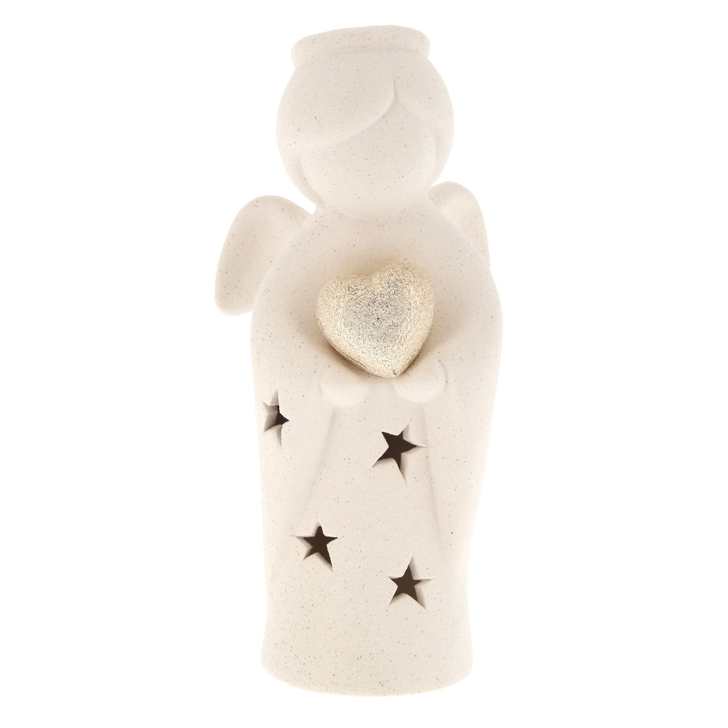 Statua Angelo, in porcellana, con luce. Altezza 19,4 cm