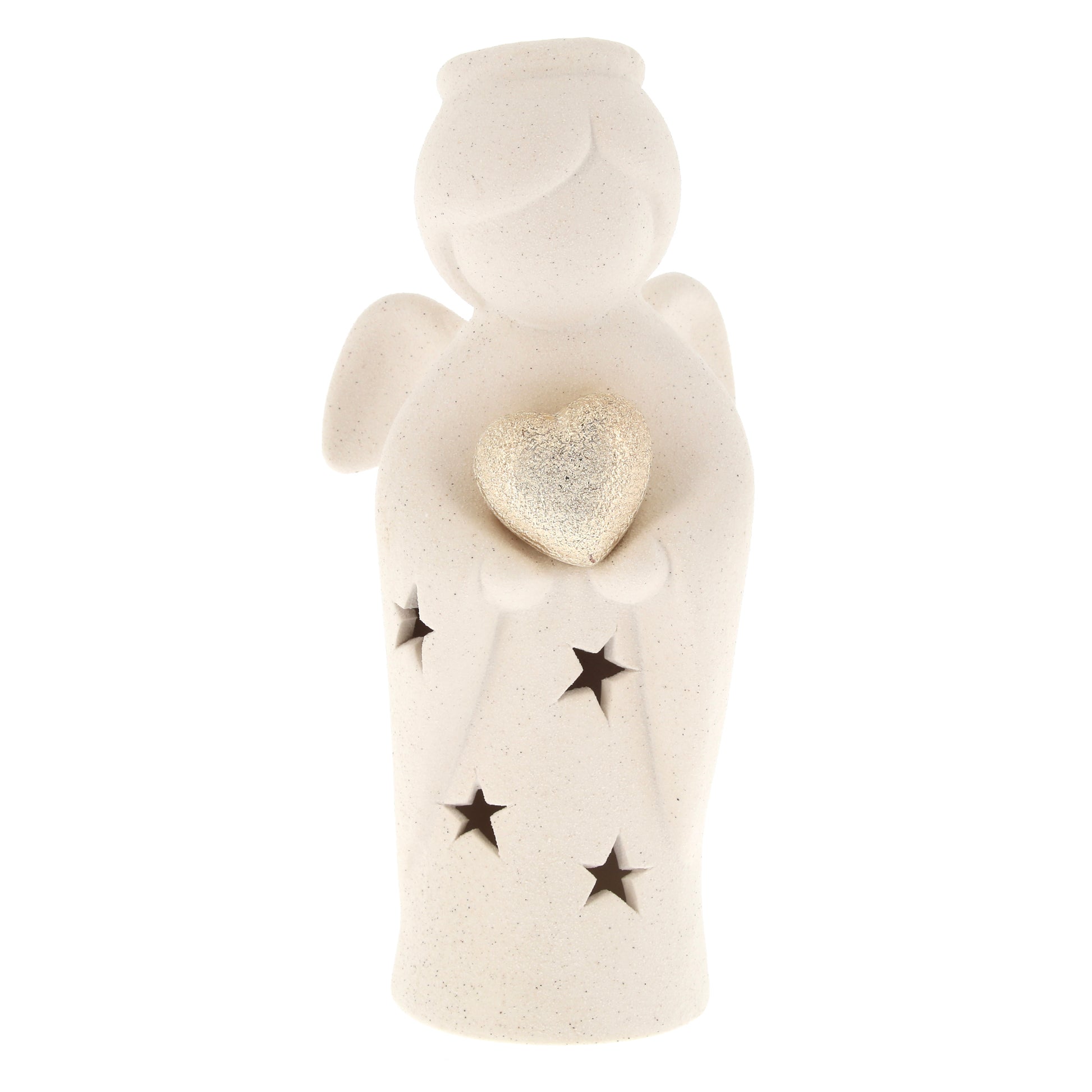 Statua Angelo, in porcellana, con luce. Altezza 19,4 cm