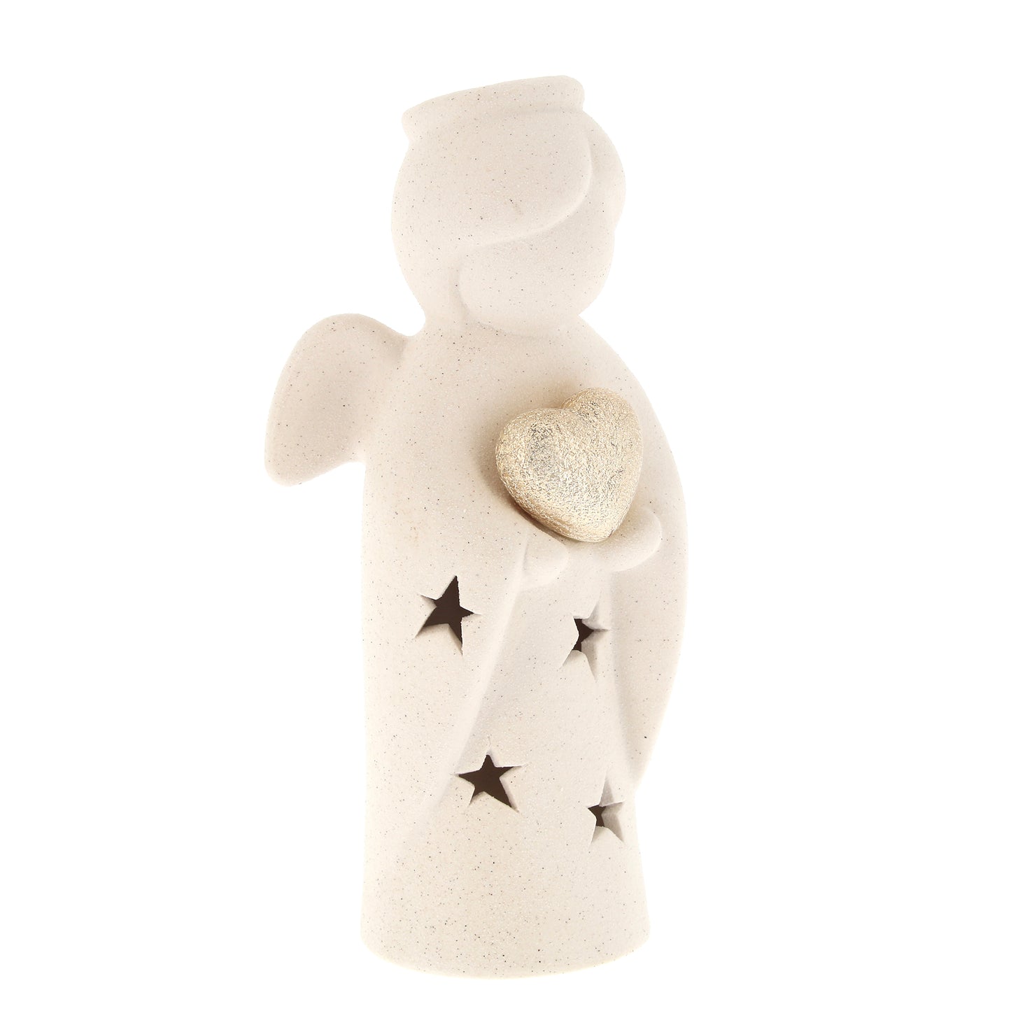 Statua Angelo, in porcellana, con luce. Altezza 19,4 cm