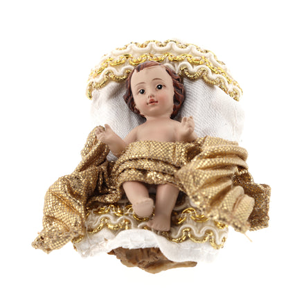 Set completo presepe 10 soggetti vestiti in stoffa h. 16 cm