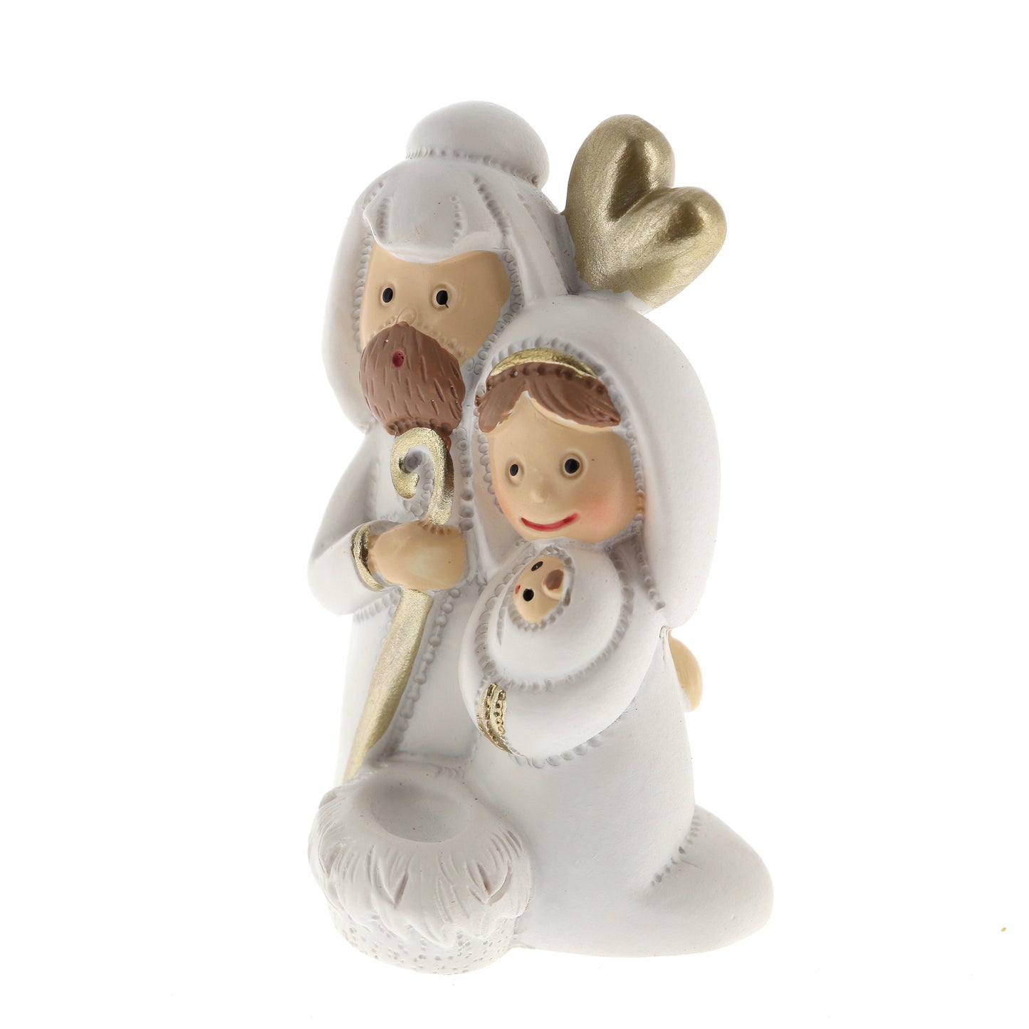 Decorazione natalizia, Natività cuore in resina. Altezza 5,7 cm
