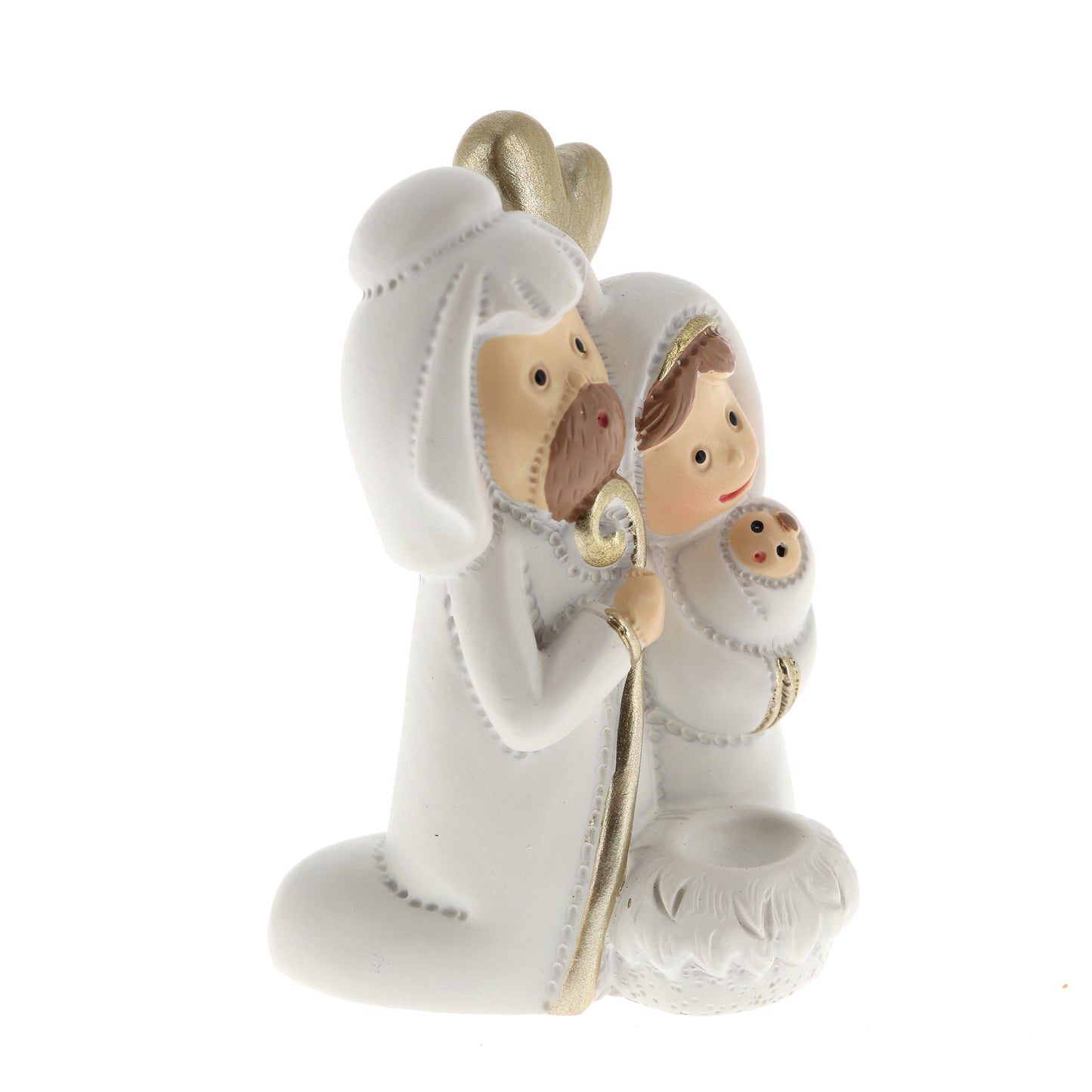 Decorazione natalizia, Natività cuore in resina. Altezza 5,7 cm