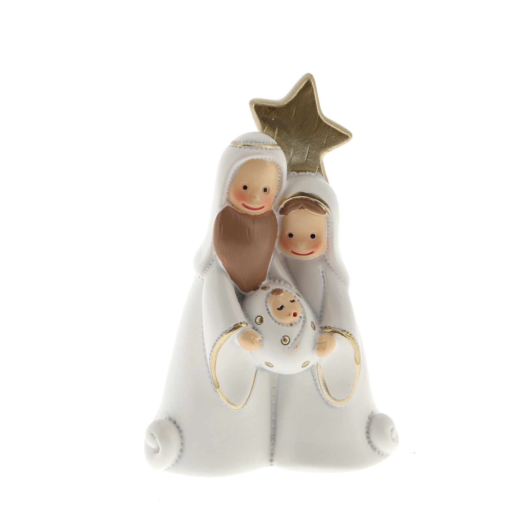Decorazione natalizia, Natività cuore in resina. Altezza 8,6 cm