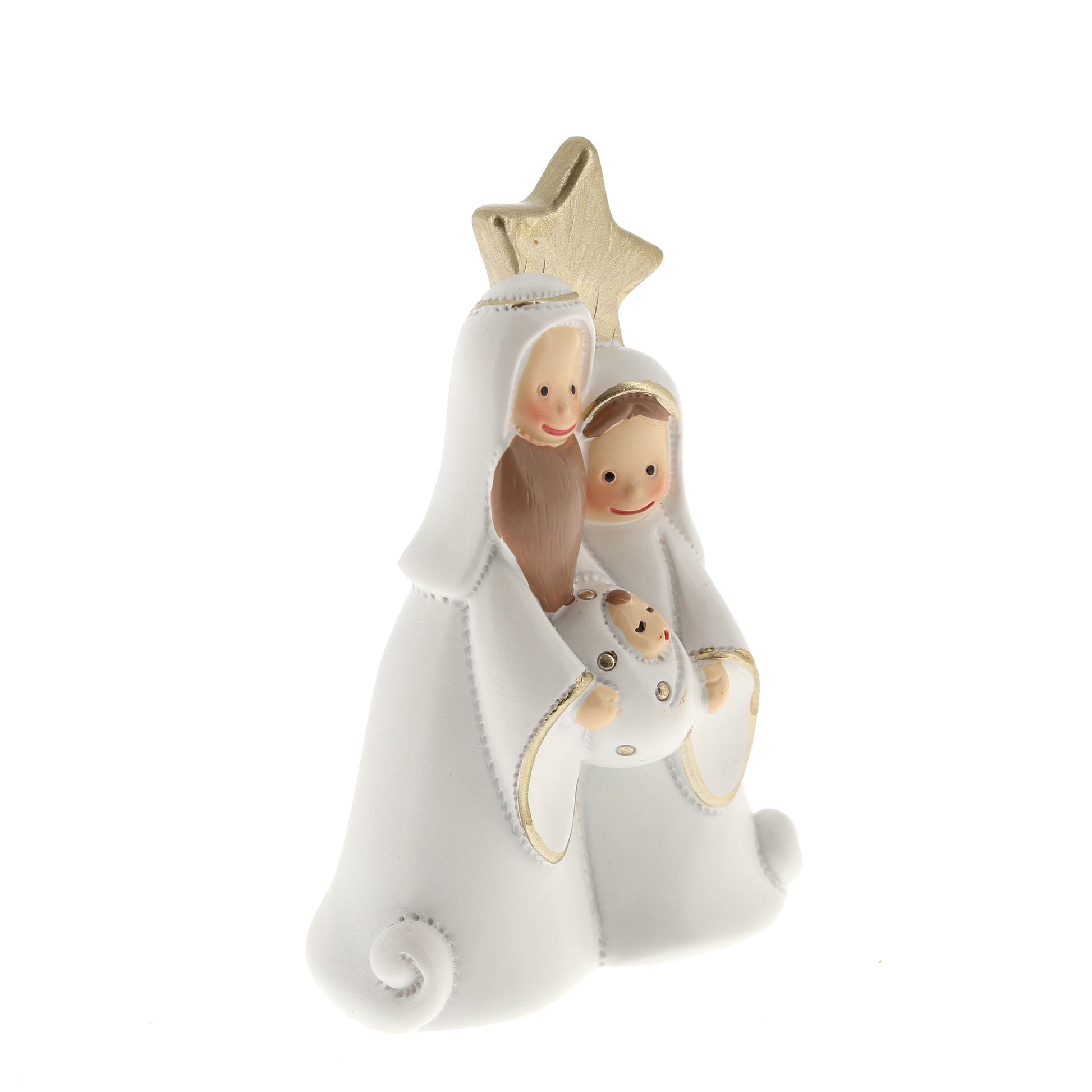 Decorazione natalizia, Natività cuore in resina. Altezza 8,6 cm