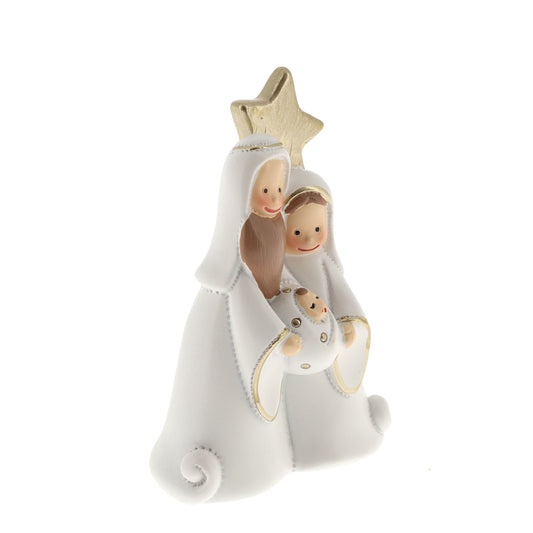 Decorazione natalizia, Natività cuore in resina. Altezza 8,6 cm
