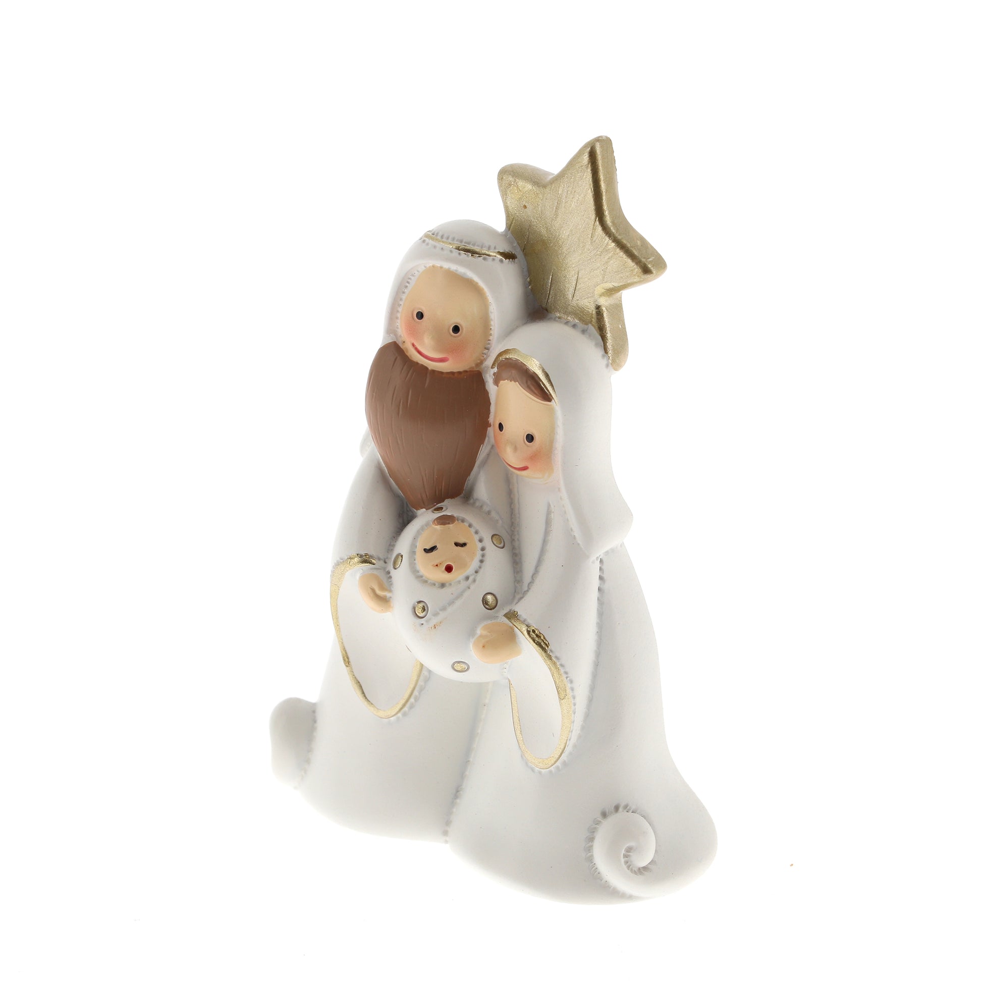 Decorazione natalizia, Natività cuore in resina. Altezza 8,6 cm