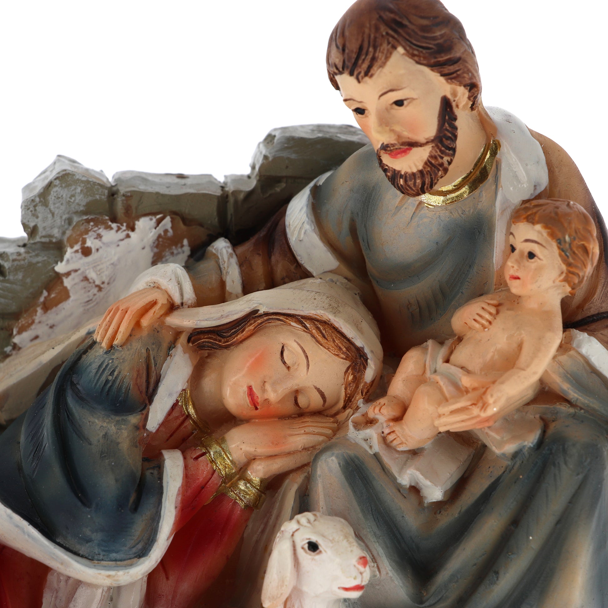 Natività Madonna sdraiata in resina. Altezza 8,8 cm