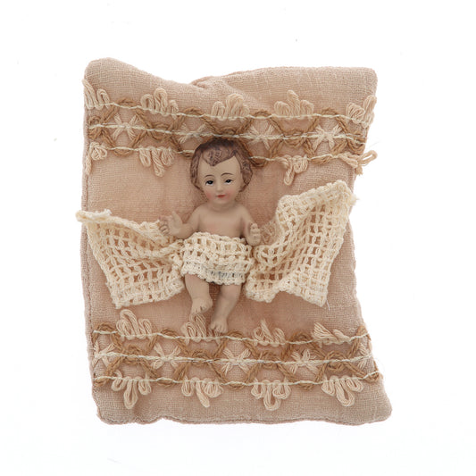 Statua Gesù Bambino su cuscino. Dimensioni 16x13 cm
