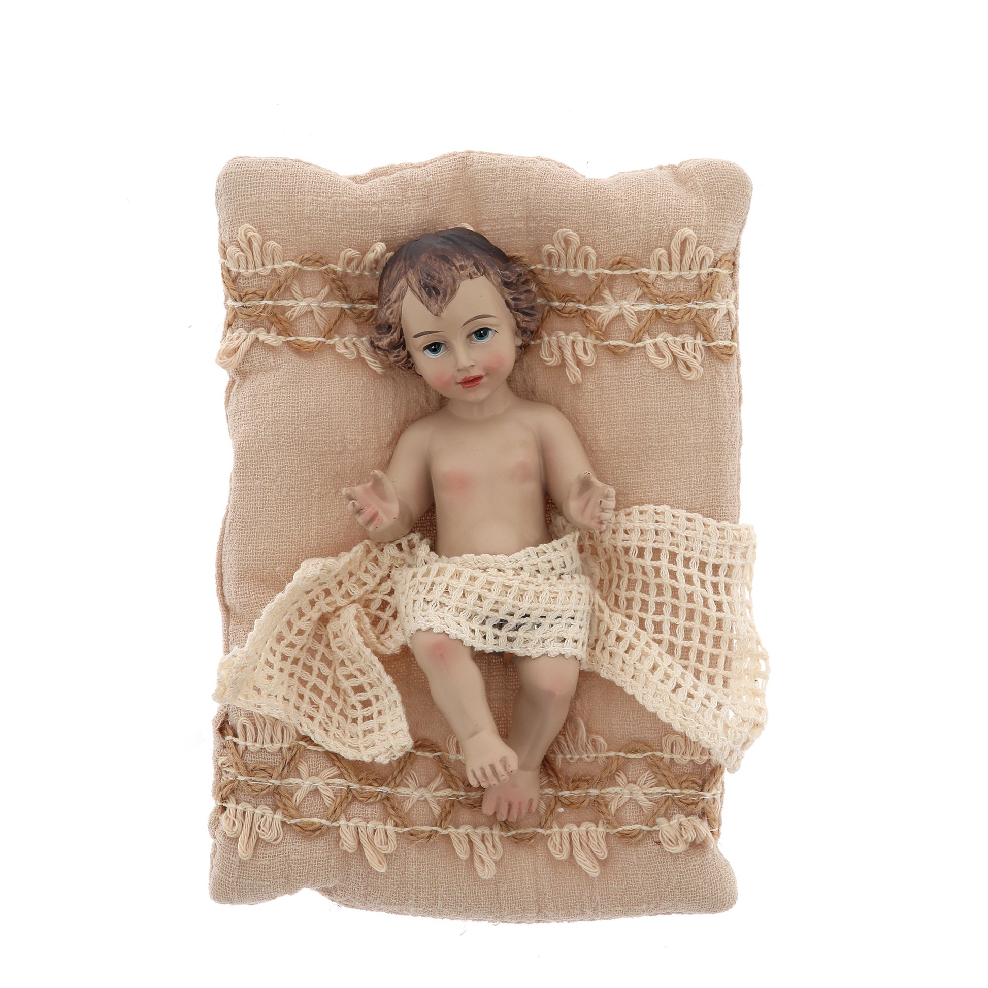 Statua Gesù Bambino su cuscino. Dimensioni 21x15,5 cm