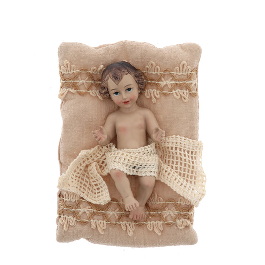 Statua Gesù Bambino su cuscino. Dimensioni 21x15,5 cm