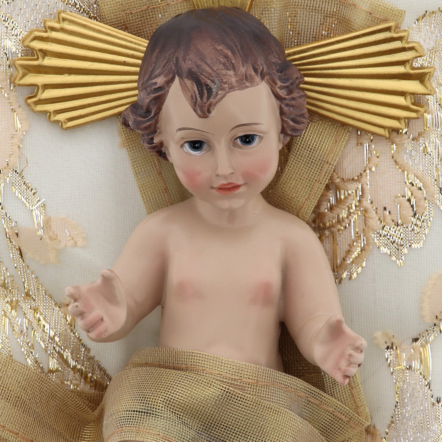 Statua Gesù Bambino, su cuscino. Dimensioni 19,5x15 cm