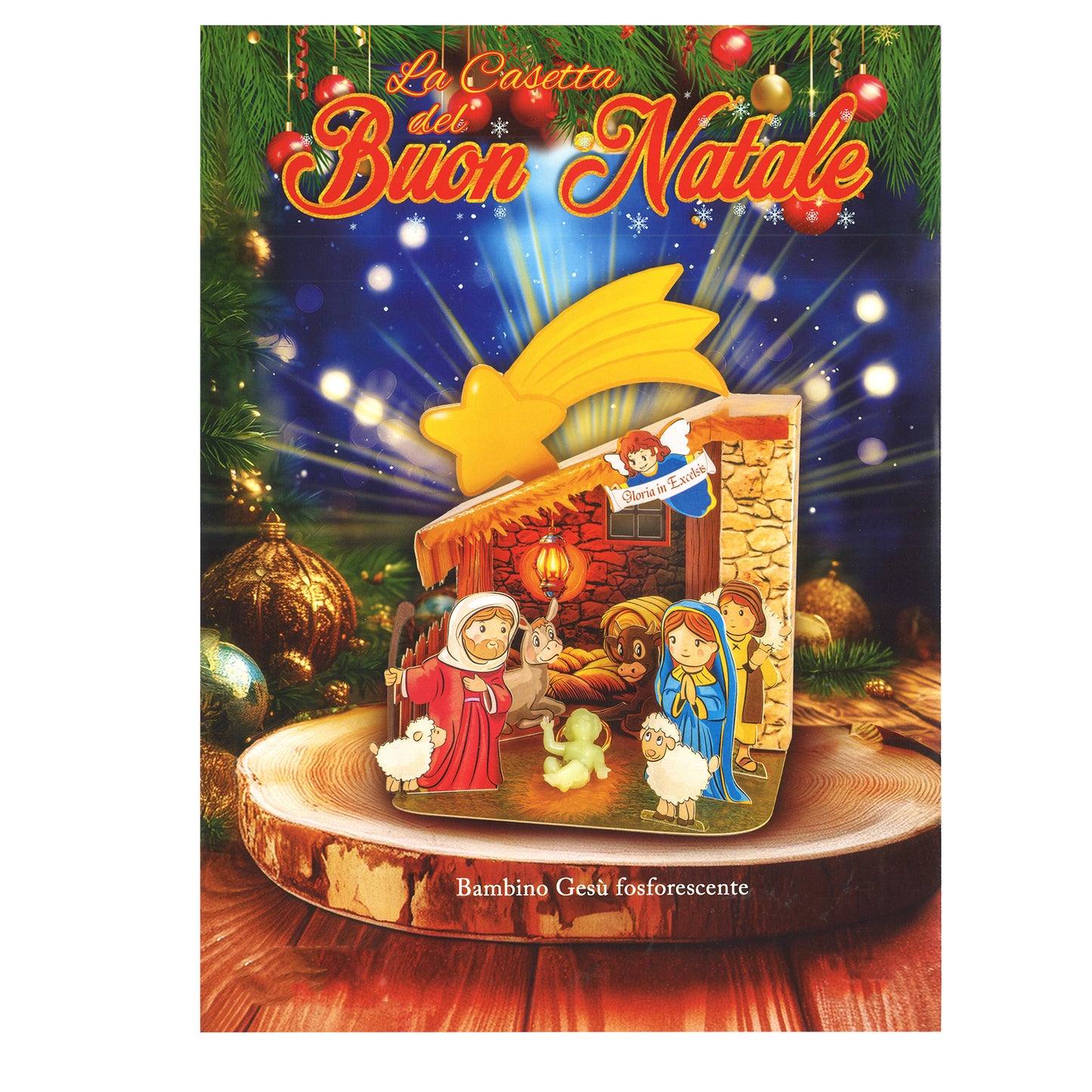 Presepe da montare con Gesù Bambino, per bambini. Dimensioni 12x10 cm