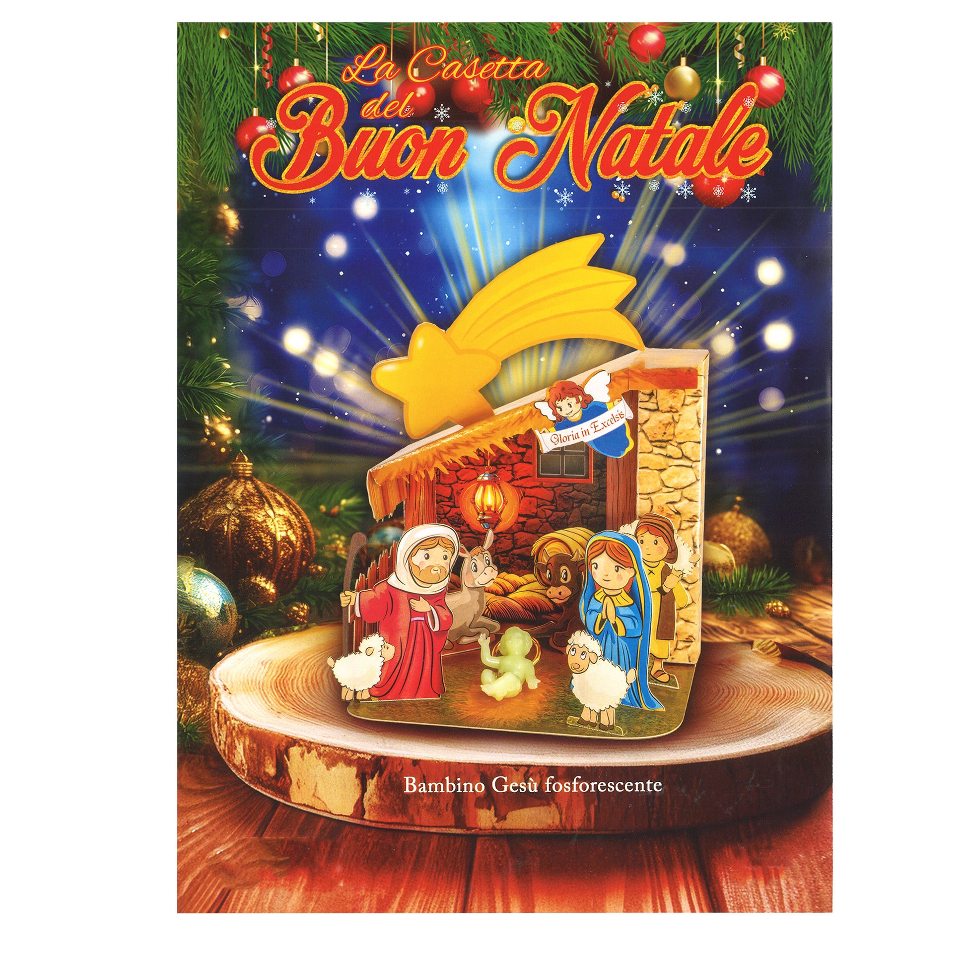 Presepe da montare con Gesù Bambino, per bambini. Dimensioni 12x10 cm