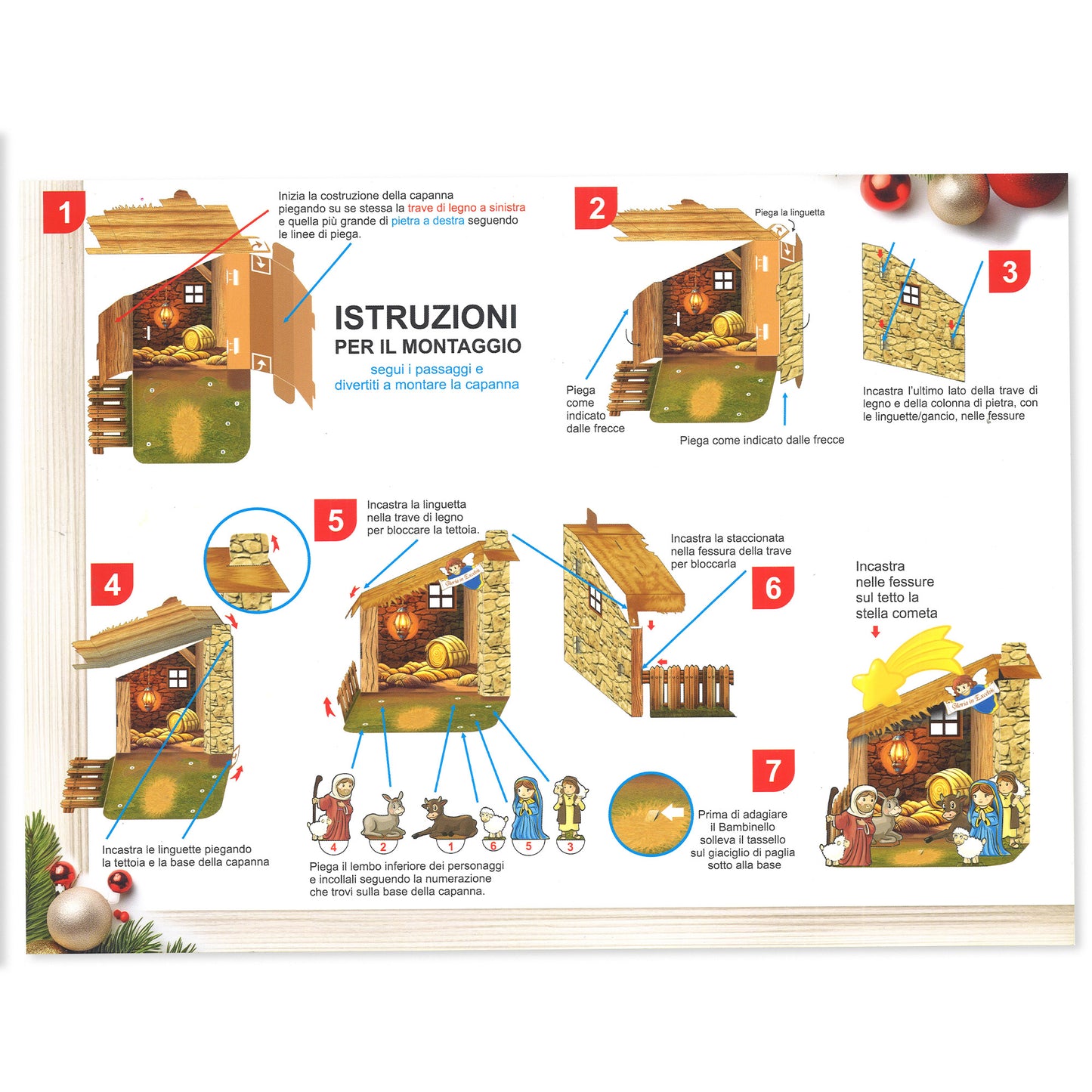 Presepe da montare con Gesù Bambino, per bambini. Dimensioni 12x10 cm