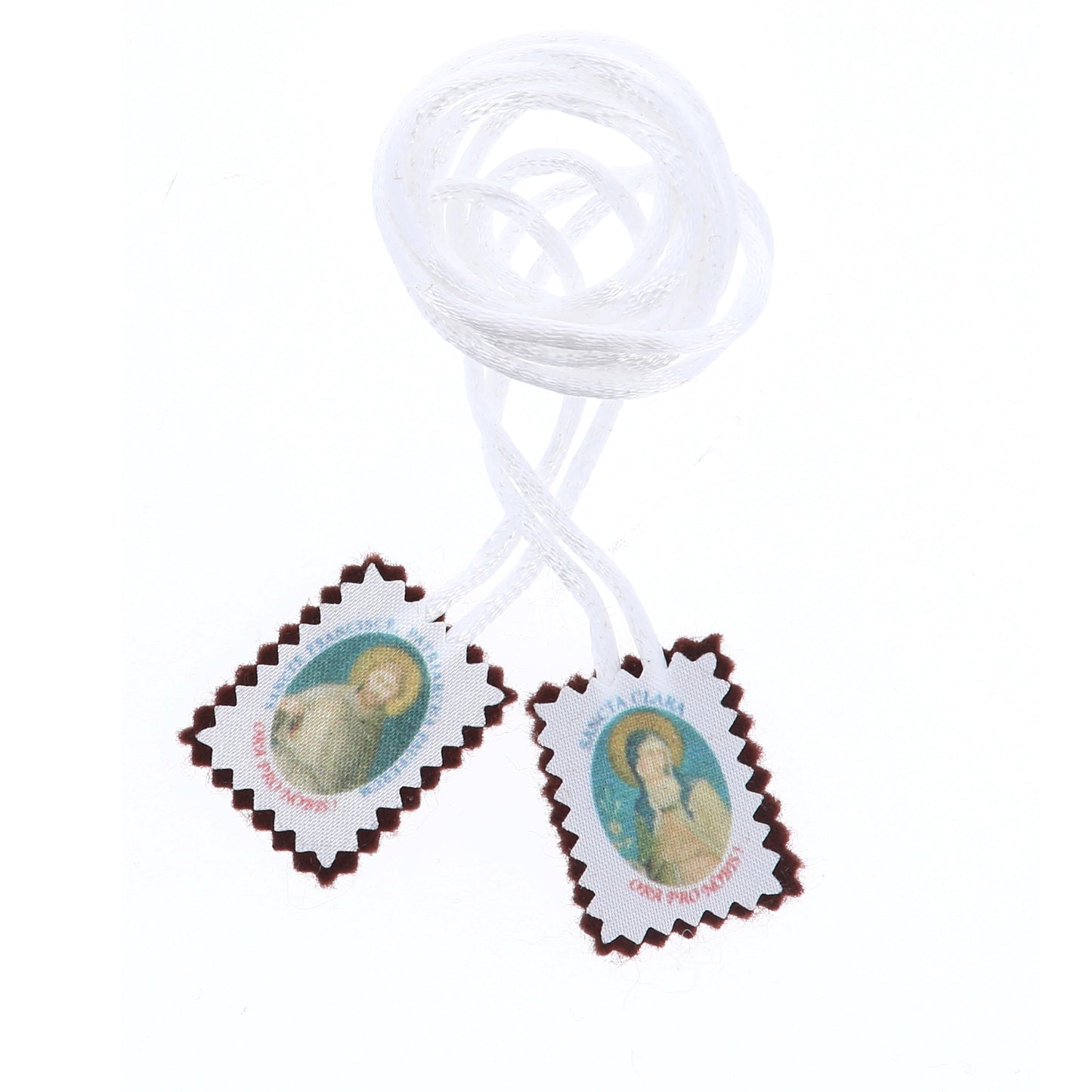 Scapolare in stoffa San Francesco con busta e bigliettino. Dimensioni 3x2,5 cm