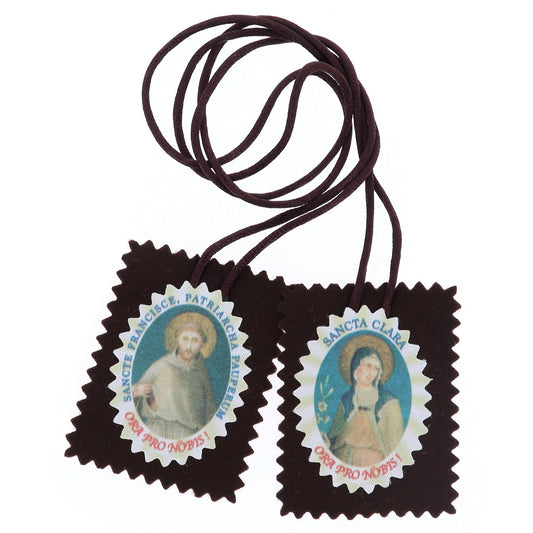 Scapolare in stoffa San Francesco. Dimensioni 7X5,5 cm